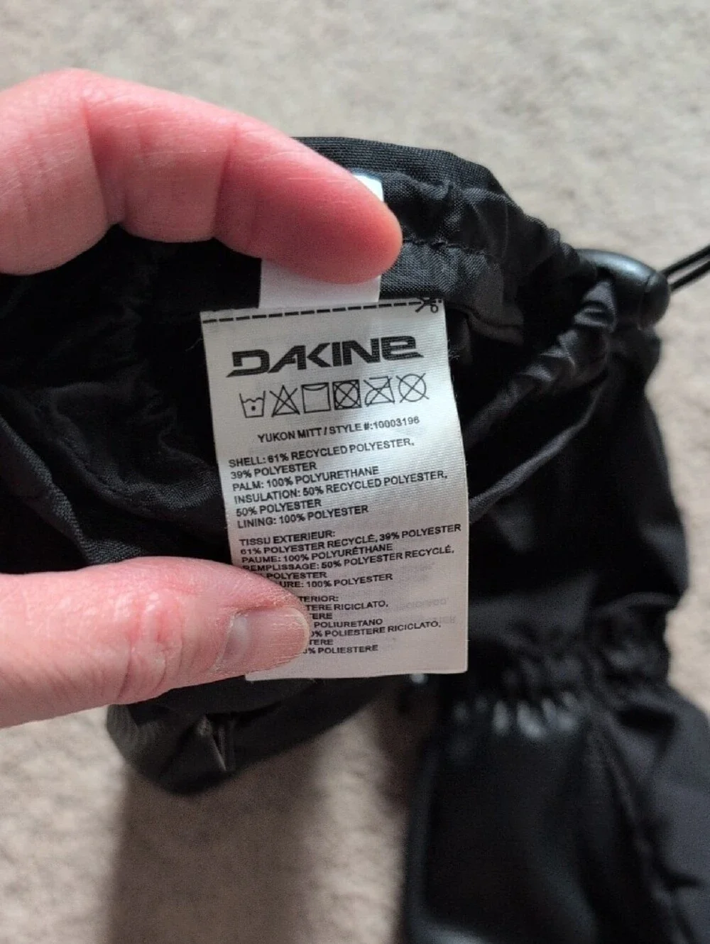 Dakine Yukon Mitt Black Kids Snow Mittens with Grippy Palm